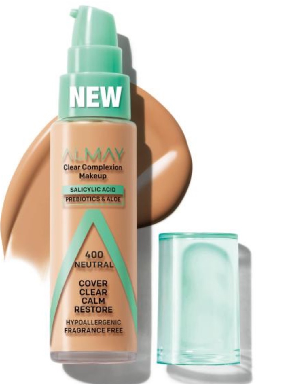 🆕 Almay Clear Complexion Makeup Foundation - Beige with Mint Green Pump - NWT